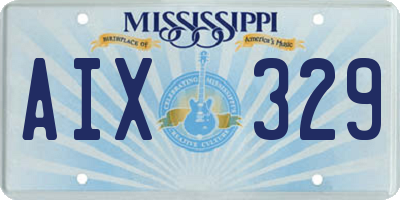 MS license plate AIX329
