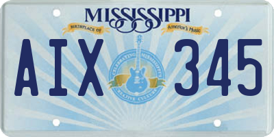 MS license plate AIX345