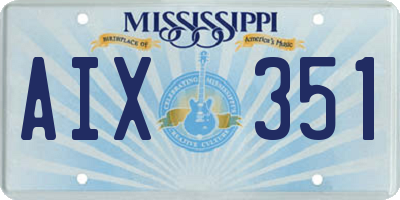 MS license plate AIX351