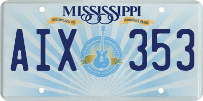 MS license plate AIX353