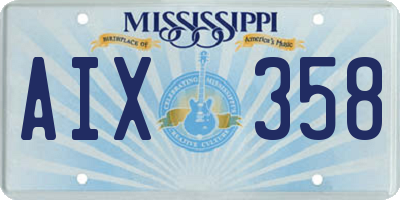 MS license plate AIX358