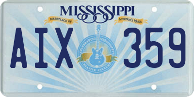 MS license plate AIX359