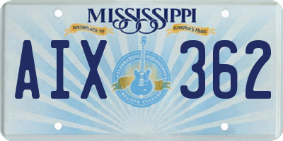 MS license plate AIX362