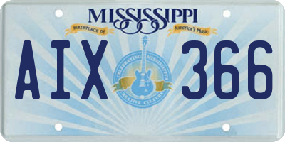 MS license plate AIX366