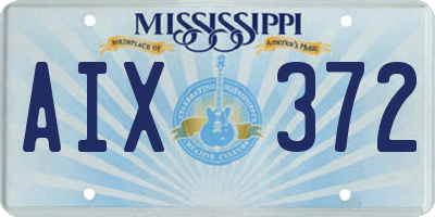 MS license plate AIX372