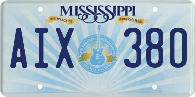 MS license plate AIX380