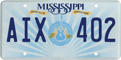 MS license plate AIX402
