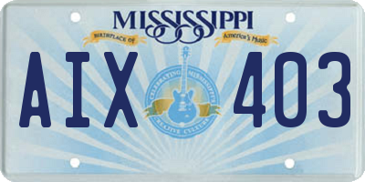 MS license plate AIX403