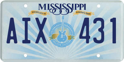 MS license plate AIX431