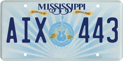 MS license plate AIX443