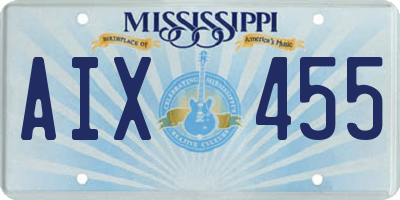 MS license plate AIX455