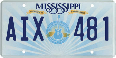 MS license plate AIX481
