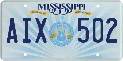 MS license plate AIX502