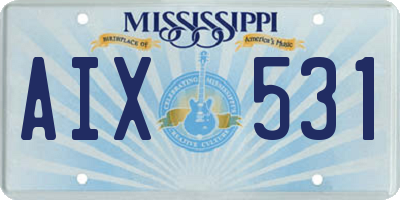 MS license plate AIX531