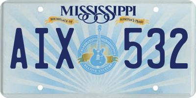 MS license plate AIX532
