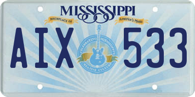 MS license plate AIX533