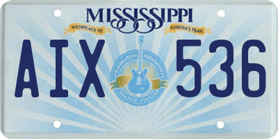 MS license plate AIX536