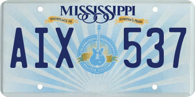 MS license plate AIX537