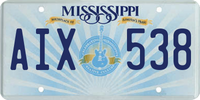 MS license plate AIX538