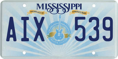 MS license plate AIX539