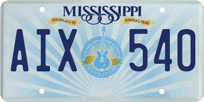 MS license plate AIX540