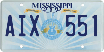 MS license plate AIX551