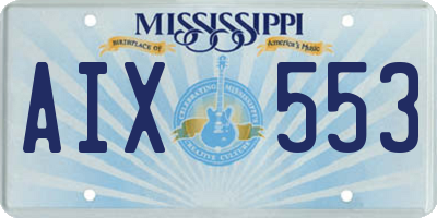 MS license plate AIX553