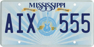 MS license plate AIX555