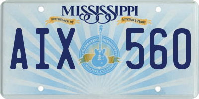 MS license plate AIX560