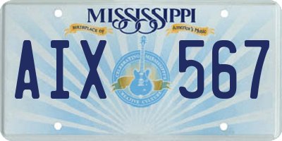 MS license plate AIX567