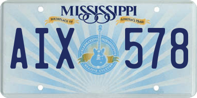 MS license plate AIX578
