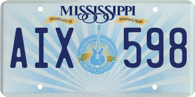 MS license plate AIX598