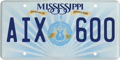 MS license plate AIX600