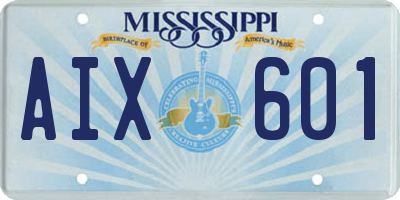 MS license plate AIX601