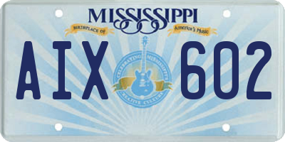 MS license plate AIX602