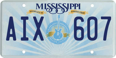 MS license plate AIX607
