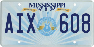 MS license plate AIX608