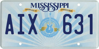 MS license plate AIX631