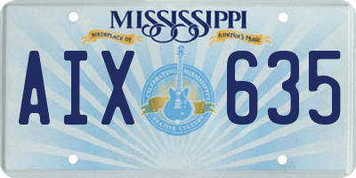 MS license plate AIX635