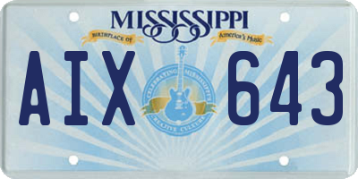 MS license plate AIX643