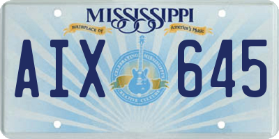 MS license plate AIX645