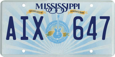 MS license plate AIX647