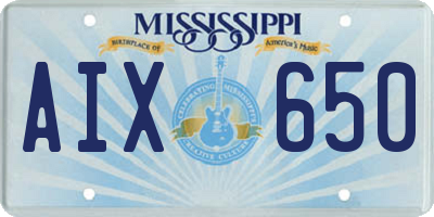 MS license plate AIX650