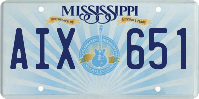 MS license plate AIX651