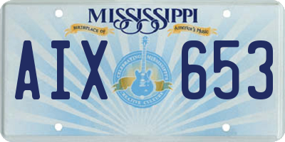 MS license plate AIX653