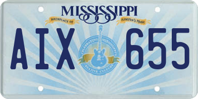 MS license plate AIX655