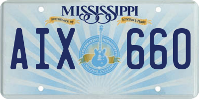 MS license plate AIX660