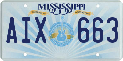 MS license plate AIX663