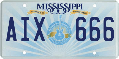 MS license plate AIX666