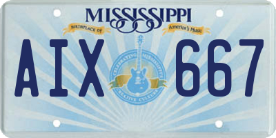 MS license plate AIX667